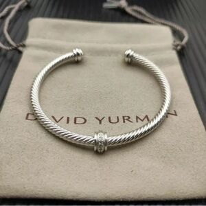 David Yurman Sterling Silver Cable Bracelet with Diamond Accent